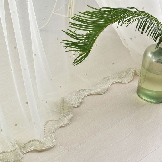 Тканина тюль фатин з вишивкою Nokta V-золото крем, фото 4 Тканина тюль фатин з вишивкою Nokta V-золото крем, фото 4