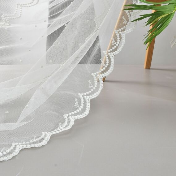 Тюль фатин з вишивкою Noktali V-krem, фото 2 Тюль фатин з вишивкою Noktali V-krem, фото 2