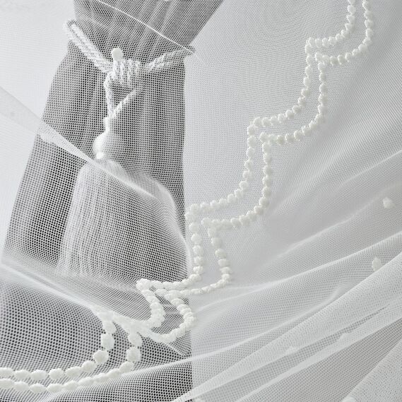 Тюль фатин з вишивкою Noktali V-krem, фото 4 Тюль фатин з вишивкою Noktali V-krem, фото 4