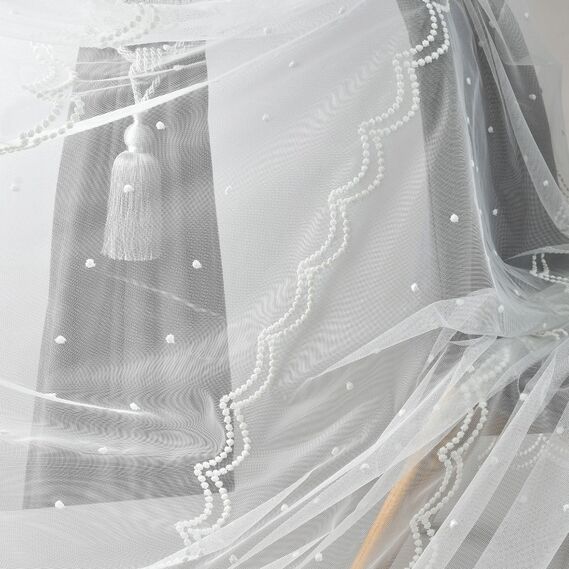 Тюль фатин з вишивкою Noktali V-krem, фото 5 Тюль фатин з вишивкою Noktali V-krem, фото 5