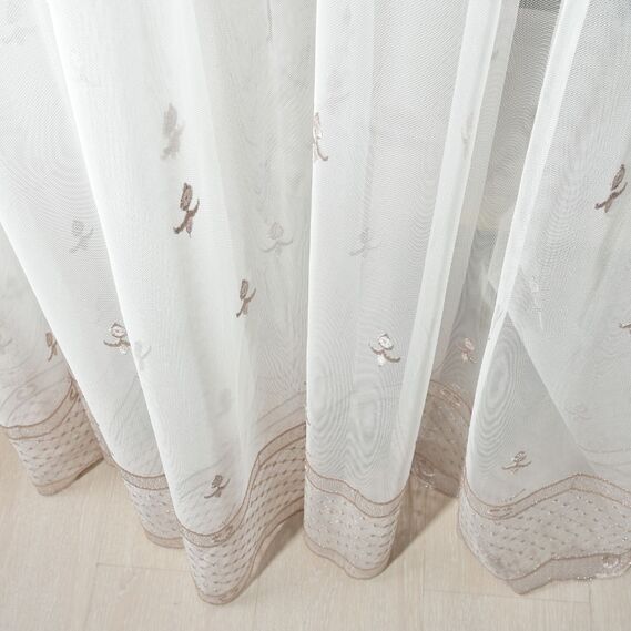 Тюль фатин с вышивкой Lavali V- pudra, фото 2 Тюль фатин с вышивкой Lavali V- pudra, фото 2