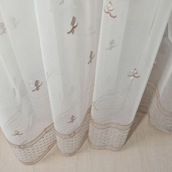 Тюль фатин с вышивкой Lavali V- pudra, фото 3 Тюль фатин с вышивкой Lavali V- pudra, фото 3