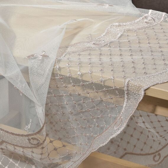 Тюль фатин с вышивкой Lavali V- pudra, фото 5 Тюль фатин с вышивкой Lavali V- pudra, фото 5