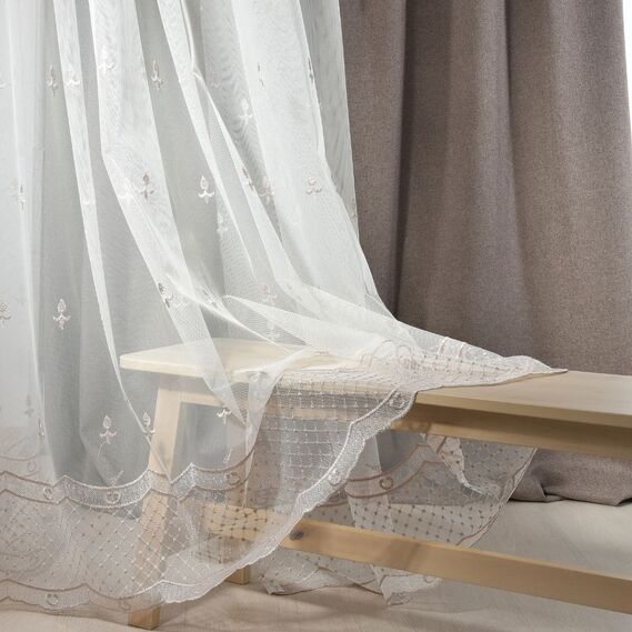 Тюль фатин з вишивкою Lavali V- pudra, фото 8