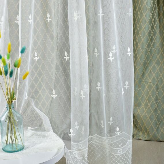 Тюль фатин з вишивкою Lavali V-krem, фото 1 Тюль фатин з вишивкою Lavali V-krem, фото 1