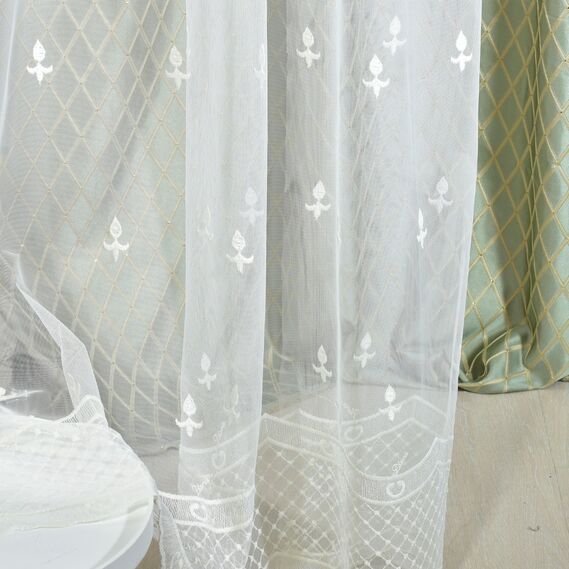 Тюль фатин з вишивкою Lavali V-krem, фото 5 Тюль фатин з вишивкою Lavali V-krem, фото 5