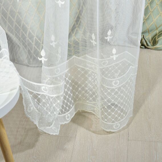 Тюль фатин з вишивкою Lavali V-krem, фото 7 Тюль фатин з вишивкою Lavali V-krem, фото 7