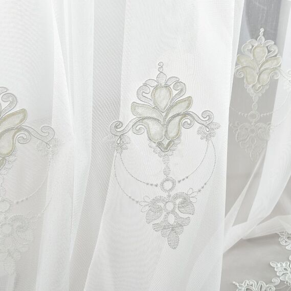 Тюль батист з вишивкою Таісія V-біла, фото 1 Тюль батист з вишивкою Таісія V-біла, фото 1