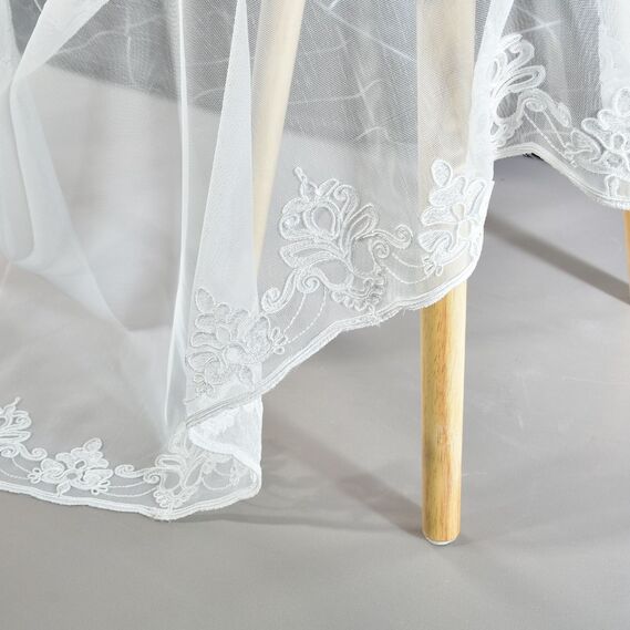 Тюль батист з вишивкою Таісія V-біла, фото 2 Тюль батист з вишивкою Таісія V-біла, фото 2