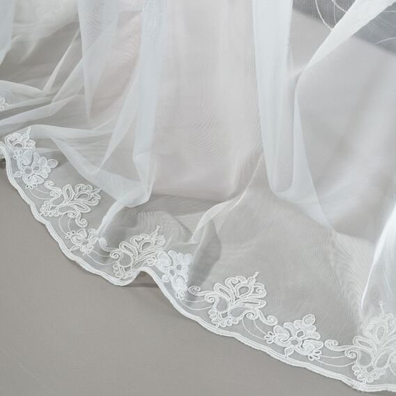 Тюль батист з вишивкою Таісія V-біла, фото 6 Тюль батист з вишивкою Таісія V-біла, фото 6