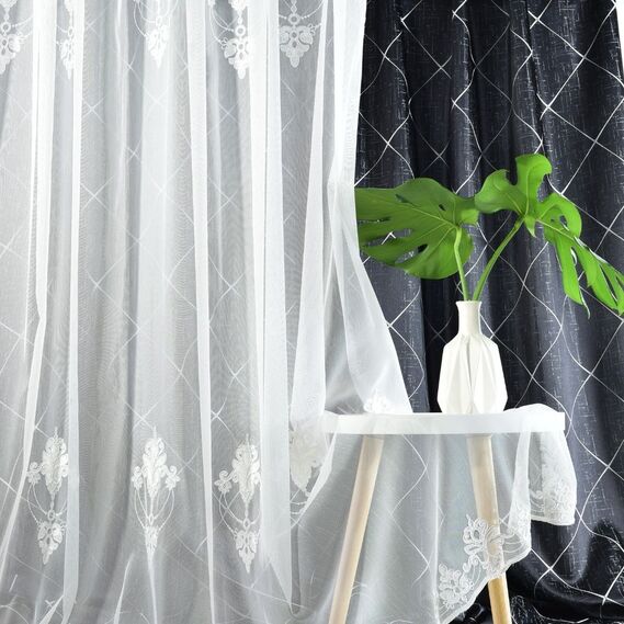 Тюль батист з вишивкою Таісія V-біла, фото 7 Тюль батист з вишивкою Таісія V-біла, фото 7