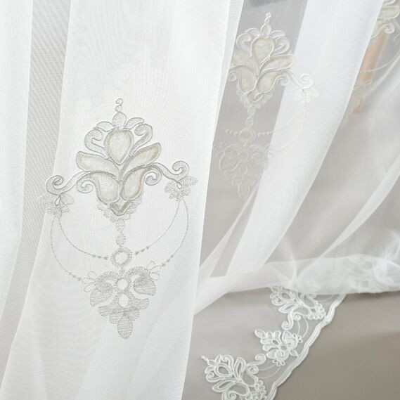 Тюль батист з вишивкою Таісія V-біла, фото 8 Тюль батист з вишивкою Таісія V-біла, фото 8