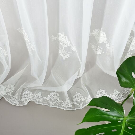 Тюль батист з вишивкою Таісія V-біла, фото 9 Тюль батист з вишивкою Таісія V-біла, фото 9