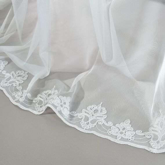 Тюль батист з вишивкою Таісія V-біла, фото 10 Тюль батист з вишивкою Таісія V-біла, фото 10