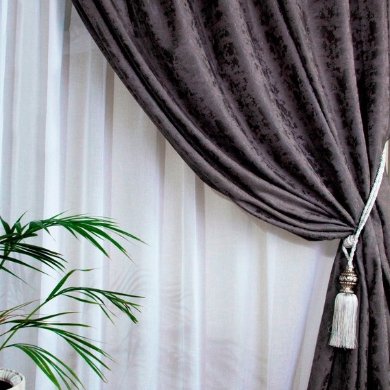 Тканина портьєрна однотонна Shinil V-14 графіт, фото 1