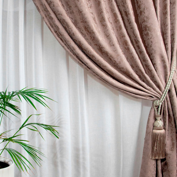 Тканина портьєрна однотонна Shinil V-07 візон, фото 1 Тканина портьєрна однотонна Shinil V-07 візон, фото 1