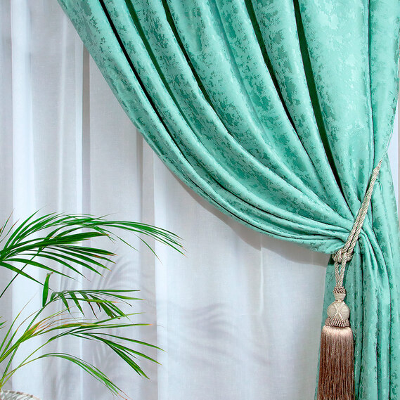 Тканина портьєрна однотонна Shinil V-26 ментол, фото 1 Тканина портьєрна однотонна Shinil V-26 ментол, фото 1