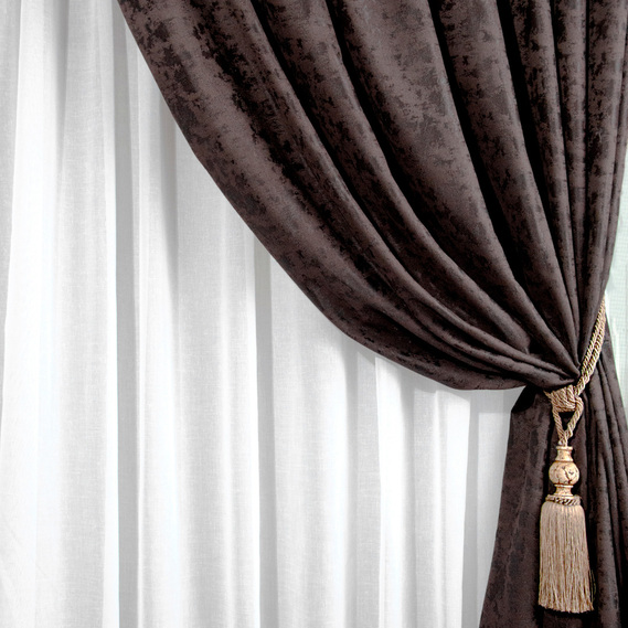 Ткань портьерная однотонная Shinil V-12 темний шоколад, фото 1