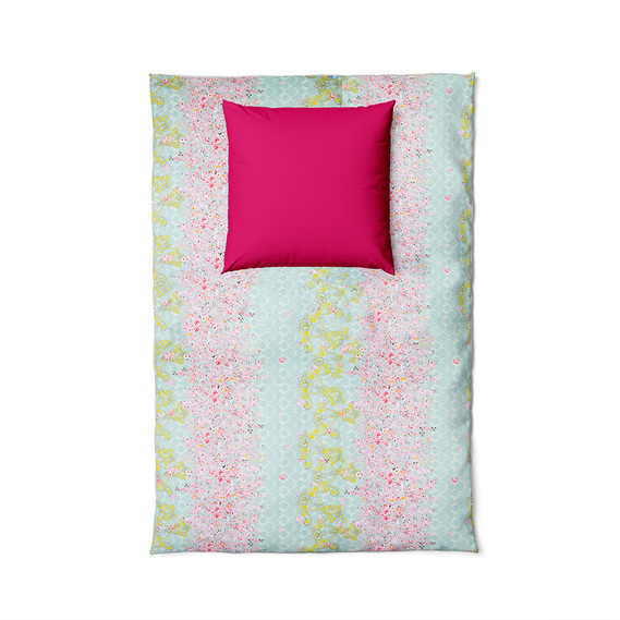 Ткань бязь ранфорс для постельного белья 2,4 м V-12 20279 7 Сакура м`ята, Квітковий, фото 3