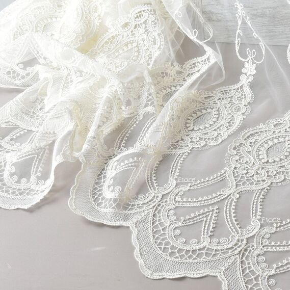 Тюль сетка с вышивкой Августина V-крем, фото 7 Тюль сетка с вышивкой Августина V-крем, фото 7