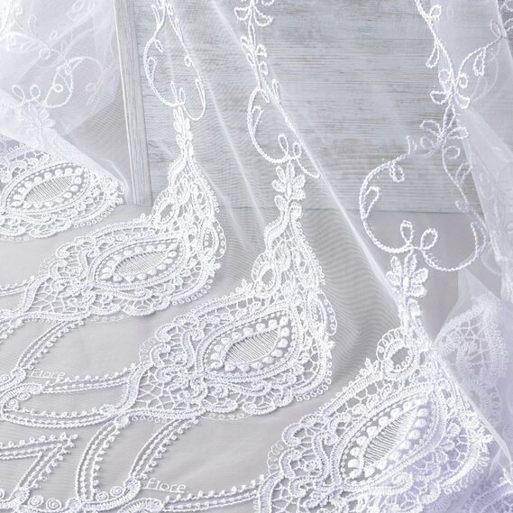 Тюль сітка з вишивкою Августіна V-біла, фото 2 Тюль сітка з вишивкою Августіна V-біла, фото 2