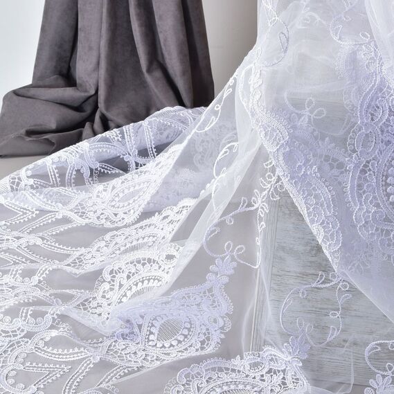 Тюль сітка з вишивкою Августіна V-біла, фото 5 Тюль сітка з вишивкою Августіна V-біла, фото 5