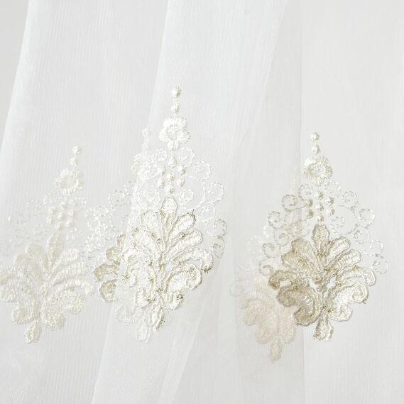 Тканина тюль сітка з вишивкою Ларсон V-золото, фото 3 Тканина тюль сітка з вишивкою Ларсон V-золото, фото 3