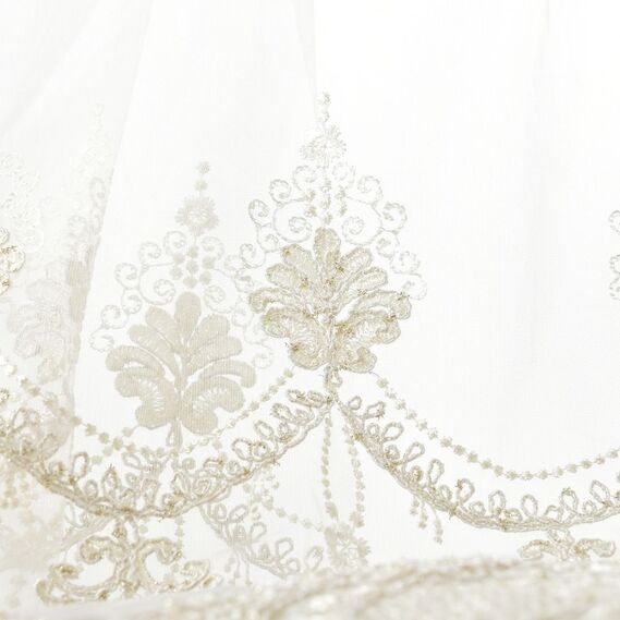Тканина тюль сітка з вишивкою Ларсон V-золото, фото 4 Тканина тюль сітка з вишивкою Ларсон V-золото, фото 4