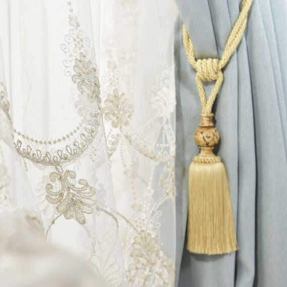 Тканина тюль сітка з вишивкою Ларсон V-золото, фото 5 Тканина тюль сітка з вишивкою Ларсон V-золото, фото 5