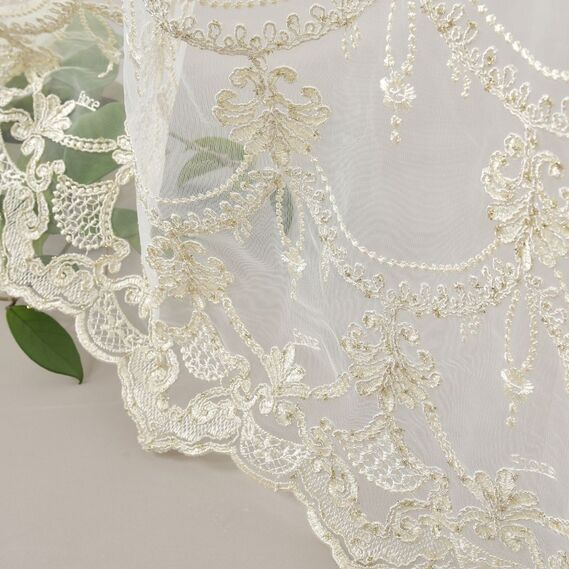 Тканина тюль сітка з вишивкою Ларсон V-золото, фото 9 Тканина тюль сітка з вишивкою Ларсон V-золото, фото 9