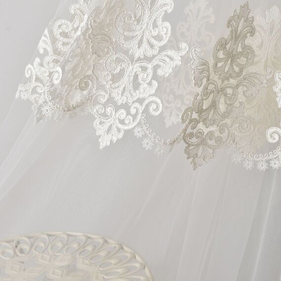 Тюль сітка з вишивкою Поллі V-krem, фото 2 Тюль сітка з вишивкою Поллі V-krem, фото 2