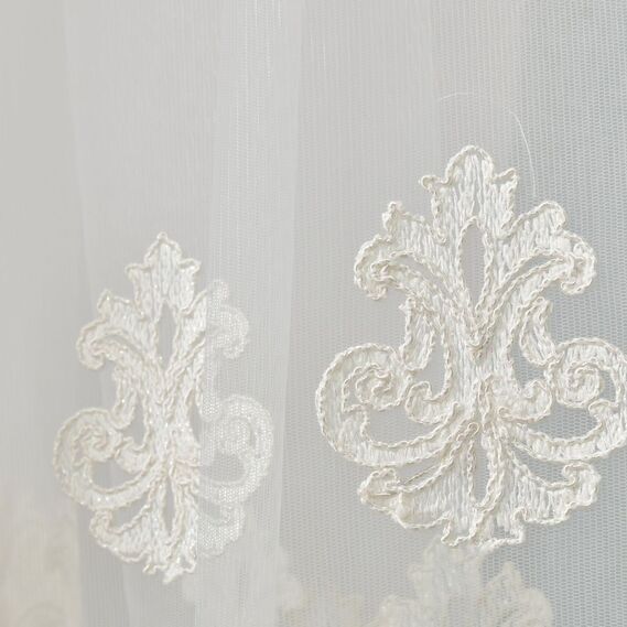 Тюль сітка з вишивкою Поллі V-krem, фото 3 Тюль сітка з вишивкою Поллі V-krem, фото 3