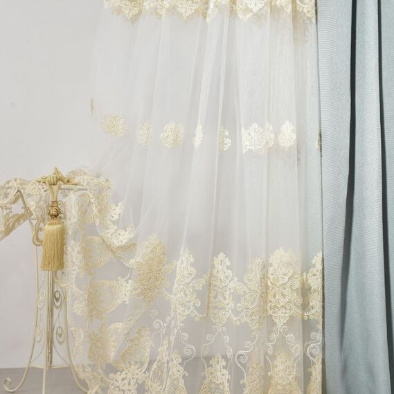 Тюль сетка с вышивкой Полли V-золото, фото 6 Тюль сетка с вышивкой Полли V-золото, фото 6