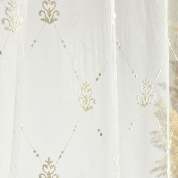 Тюль сітка з вишивкою Мадонна V-крем, фото 6