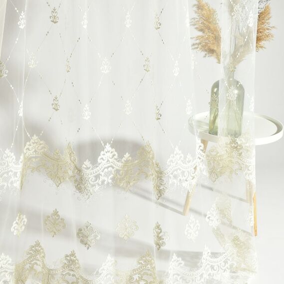 Тюль сітка з вишивкою Мадонна V-крем, фото 7 Тюль сітка з вишивкою Мадонна V-крем, фото 7