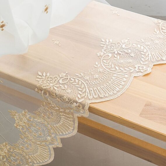 Тюль фатин с вышивкой Лада золото, фото 2 Тюль фатин с вышивкой Лада золото, фото 2