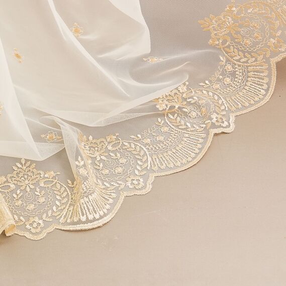 Тюль фатин с вышивкой Лада золото, фото 3 Тюль фатин с вышивкой Лада золото, фото 3