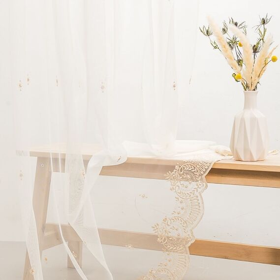 Тюль фатин с вышивкой Лада золото, фото 4 Тюль фатин с вышивкой Лада золото, фото 4