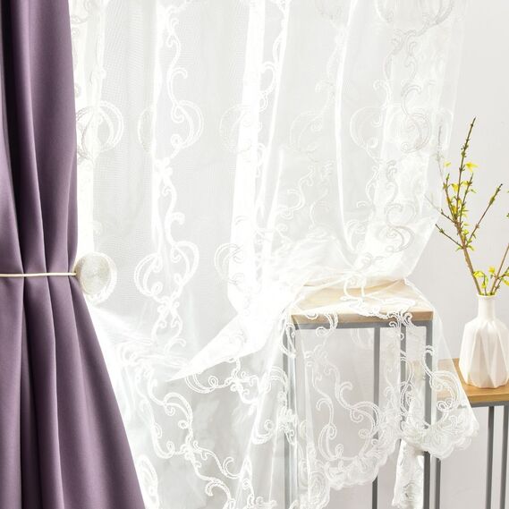 Тюль сітка з вишивкою Klaydia V-3 крем, фото 6 Тюль сітка з вишивкою Klaydia V-3 крем, фото 6