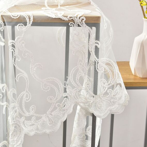 Тюль сітка з вишивкою Klaydia V-3 крем, фото 8 Тюль сітка з вишивкою Klaydia V-3 крем, фото 8