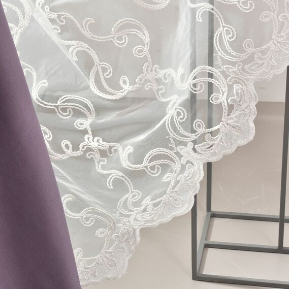 Тюль сітка з вишивкою Klaydia V-3 крем, фото 9