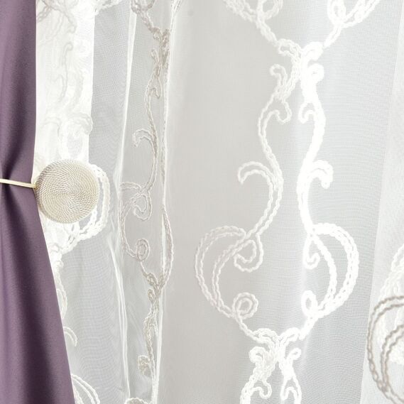 Тюль сітка з вишивкою Klaydia V-3 крем, фото 10 Тюль сітка з вишивкою Klaydia V-3 крем, фото 10