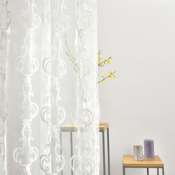 Тюль сітка з вишивкою Klaydia V-3 крем, фото 11 Тюль сітка з вишивкою Klaydia V-3 крем, фото 11