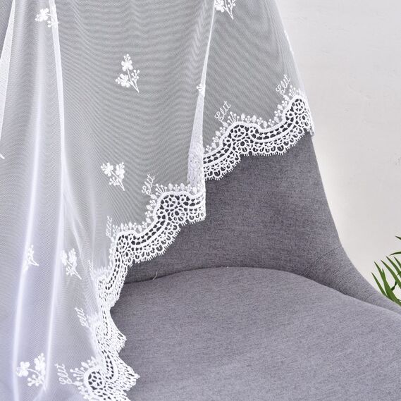 Тюль фатин з вишивкою Nice біла, фото 7 Тюль фатин з вишивкою Nice біла, фото 7