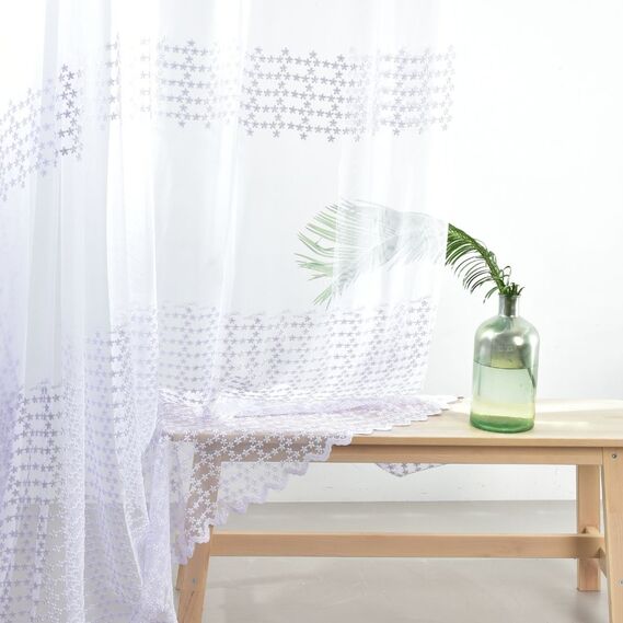 Тюль фатин з вишивкою Stars V-beyaz , фото 1 Тюль фатин з вишивкою Stars V-beyaz , фото 1