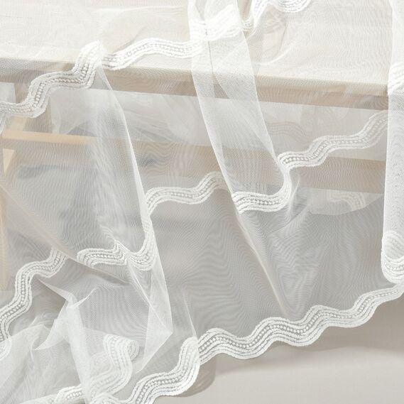 Тюль фатин з вишивкою Гейл крем, фото 1 Тюль фатин з вишивкою Гейл крем, фото 1