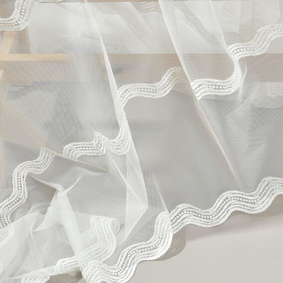 Тюль фатин з вишивкою Гейл крем, фото 4 Тюль фатин з вишивкою Гейл крем, фото 4