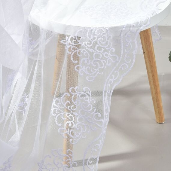Тюль фатин с вышивкой Дайнеко біла, фото 1