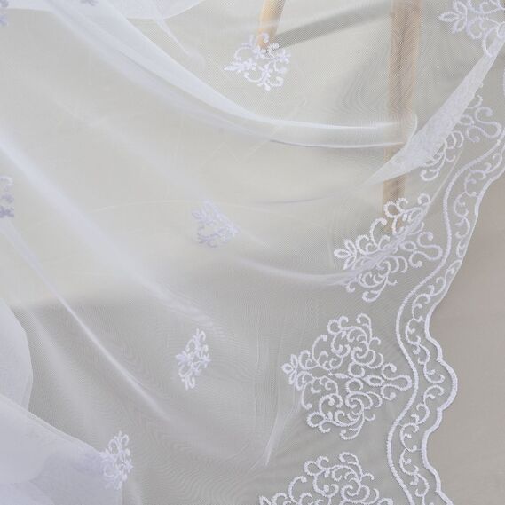 Тюль фатин с вышивкой Дайнеко біла, фото 3