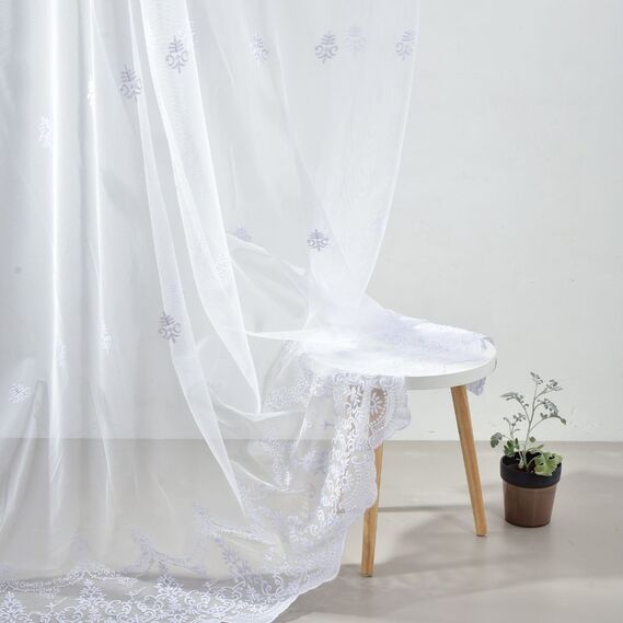 Тюль фатин с вышивкой Дайра V-beyaz , фото 1